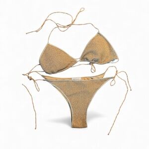 Oseree Shimmering Gold Bikini Set
